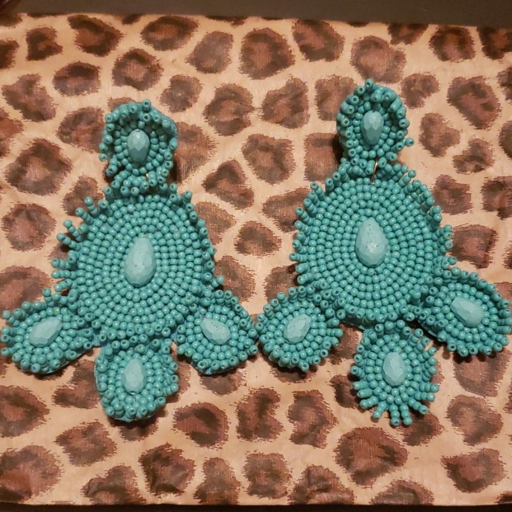 Turquoise Boho Southwestern Beaded Earrings